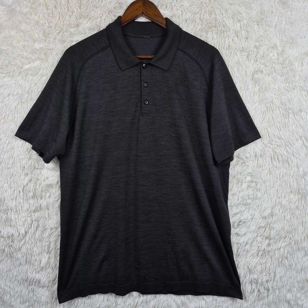 Lululemon Evolution Polo Shirt Mens XL Dark Grey Heather Short Sleeve Golf Top